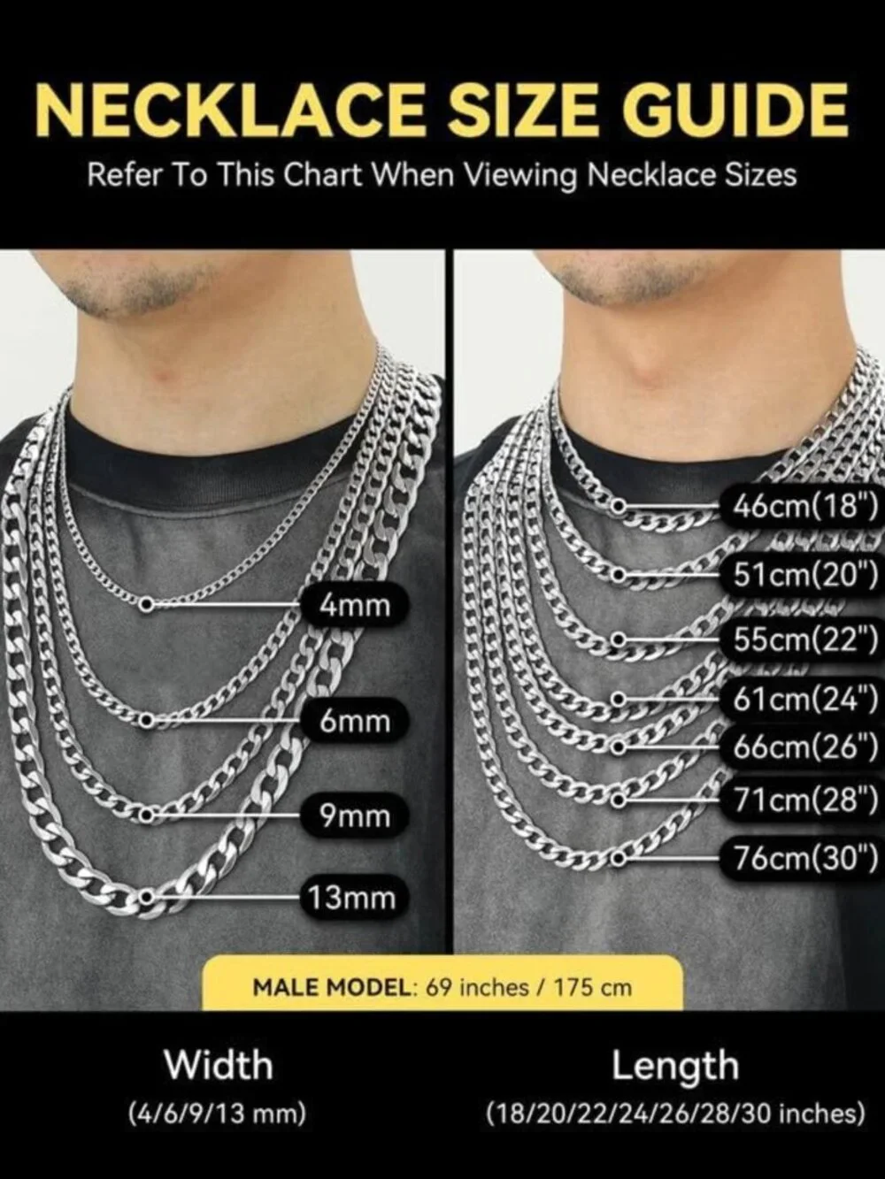 Stainless Steel Cuban Link Chain Necklace for Men - Stylish Jewelry Accessory